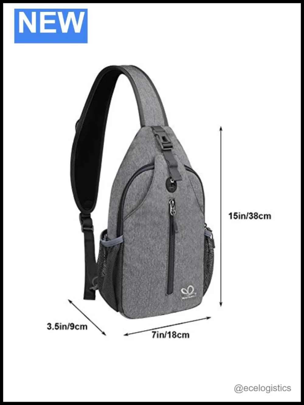 Sling Crossbody Backpack Travel Hiking Daypack Chest Bag 15in Polyester
